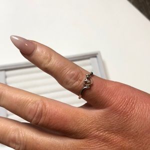 White Golf Heart Promise Ring Solitaire Diamond